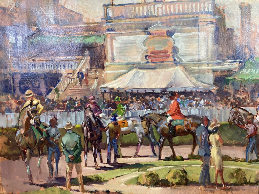 Churchill Downs Paddock circa 1995 oil on canvas, (1 of 1)