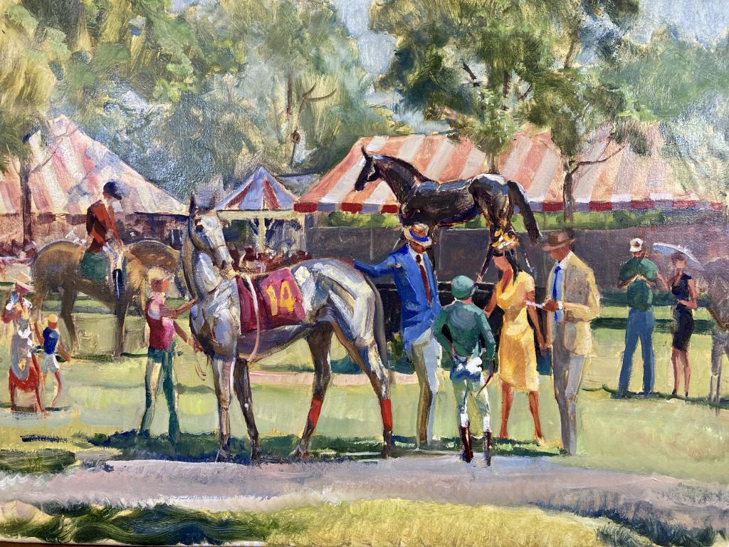 Number 14 in the Saratoga Paddock oil on canvas, (1 of 1)