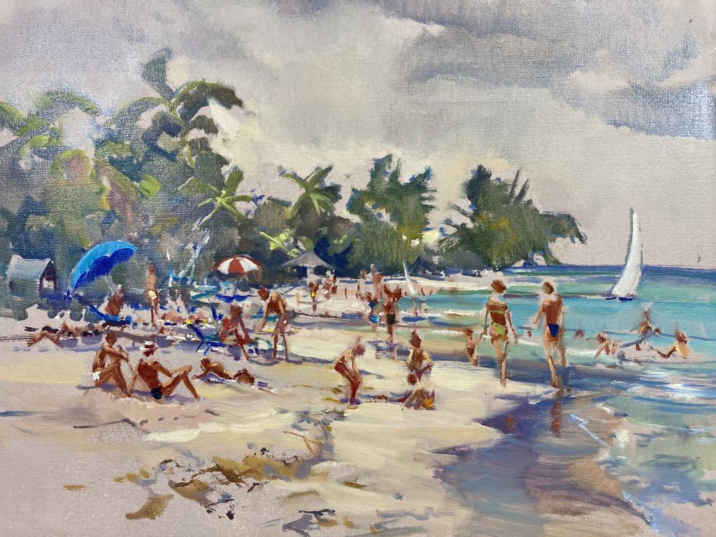 Beach Scene oil on canvas, 14x18 unframed and (1 of 1)