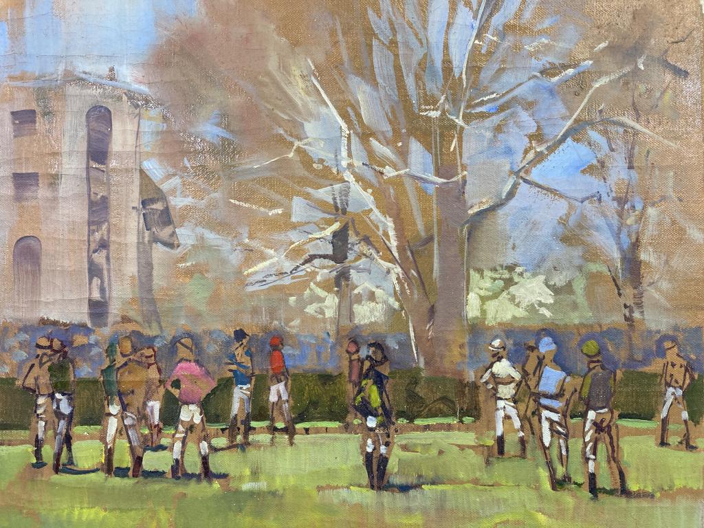 Keeneland Paddock oil on canvas, 14x18 unframed,: Keeneland Paddock oil on canvas, 14x18 unframed, unfinished and unsigned