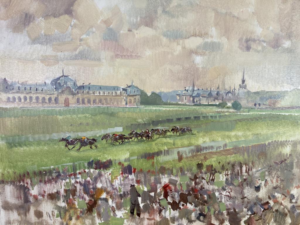 French Racing unstretched oil on canvas, site (1 of 1)