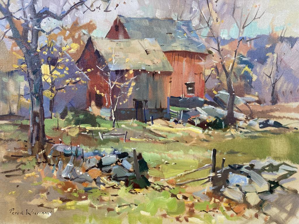 Red Barns unstretched oil on canvas, site size 13 (1 of 1)