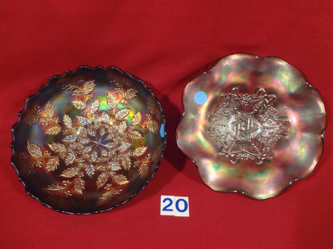 (2) CARNIVAL GLASS BOWLS: AMETHYST 8 IN. STAR OF DAVID (1 of 1)