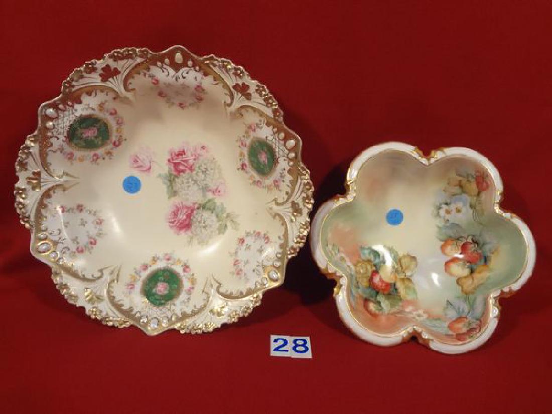 (2 PCS) 10 1/2 IN. R.S. PRUSSIA FLORAL BOWL & 8 1/2 IN. (1 of 2)