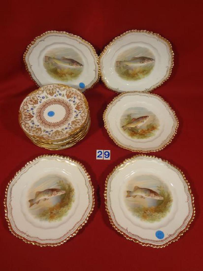 (5) HANDPAINTED 8 1/2 IN. GERMAN FISH PLATES & (6) (1 of 1)