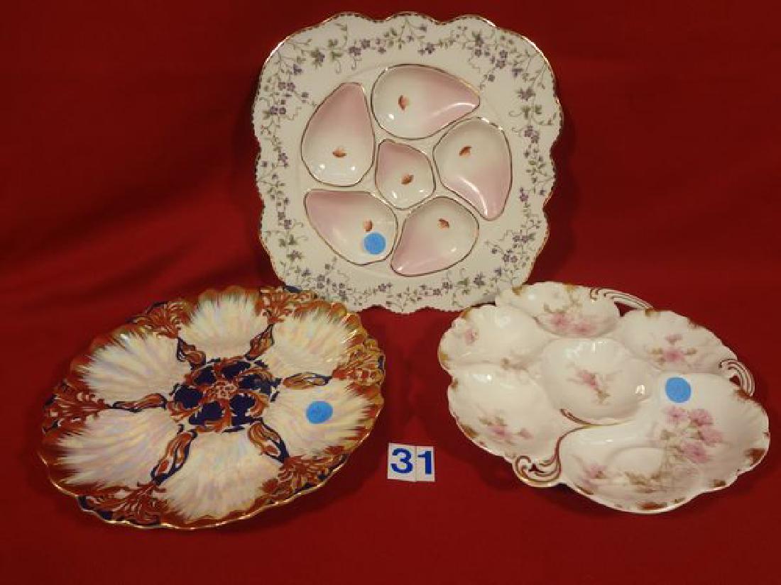 (3 DIFF.) LIMOGES HANDPAINTED OYSTER PLATES VG (1 of 1)
