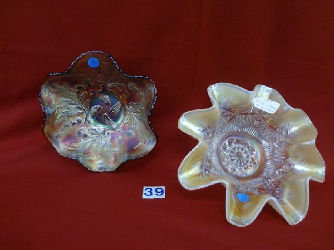 (2) CARNIVAL GLASS BOWLS: 9 IN. MARIGOLD THISTLE (1 of 1)