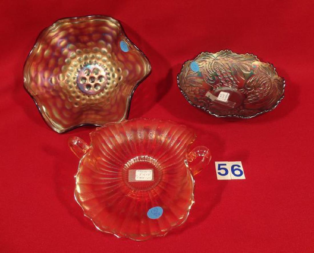 (3) CARNIVAL GLASS PIECES: MARIGOLD STIPPLED RAYS BON (1 of 1)