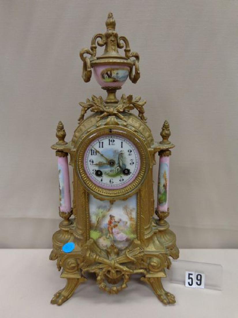 ANTIQUE FRENCH HANDPAINTED TIME & STRIKE CLOCK, 9 X 6 X (1 of 3)