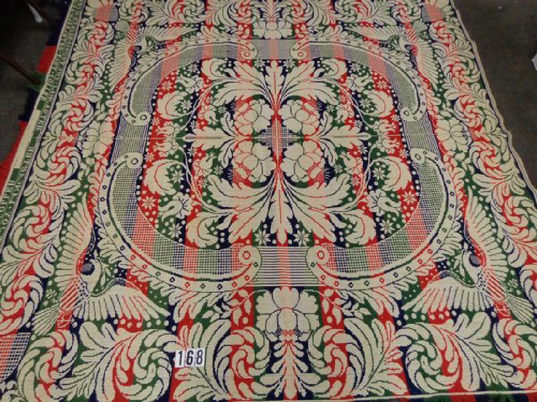 MULTI-COLOR ANTIQUE JACQUERED COVERLET 84 IN. W X 85 (1 of 3)