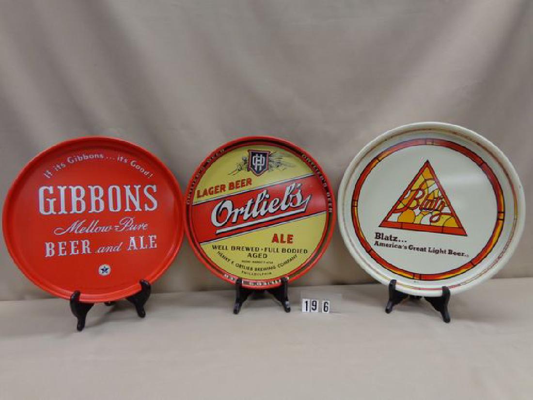 (3) BEER TRAYS: BLATZ, ORTLIEB'S & GIBBONS 12 IN. & 13 (1 of 1)