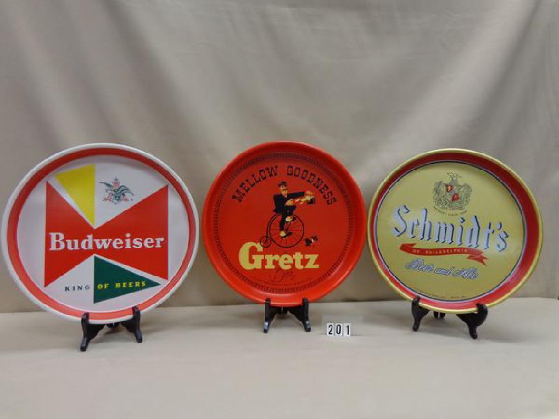 (3) BEER TRAYS: SCHMIDT'S, BUDWEISER & GRETZ, ALL 13 (1 of 1)