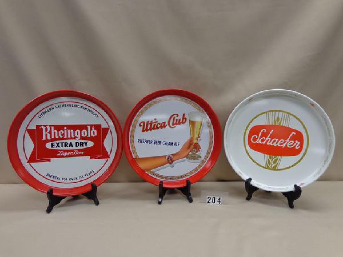 (3) BEER TRAYS: UTICA CLUB, RHEINGOLD & SCHAEFER, ALL: & SCHAEFER, ALL 12 IN. - ALL NEAR MINT