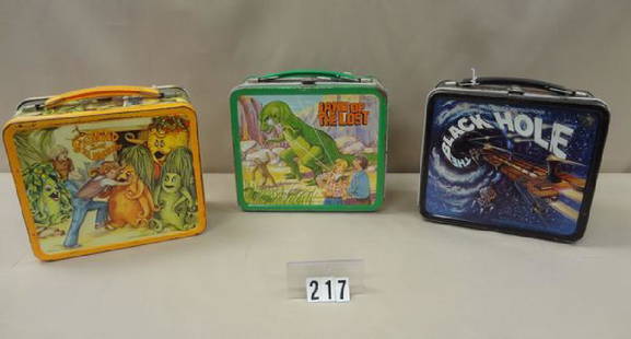 (3) LUNCH BOXES: LAND OF THE LOST, 1975 SEIGMUND & THE: SEIGMUND & THE SEA MONSTER PLUS THE BLACK HOLE, 1979 - ALL NO THERMOS' - G/VG