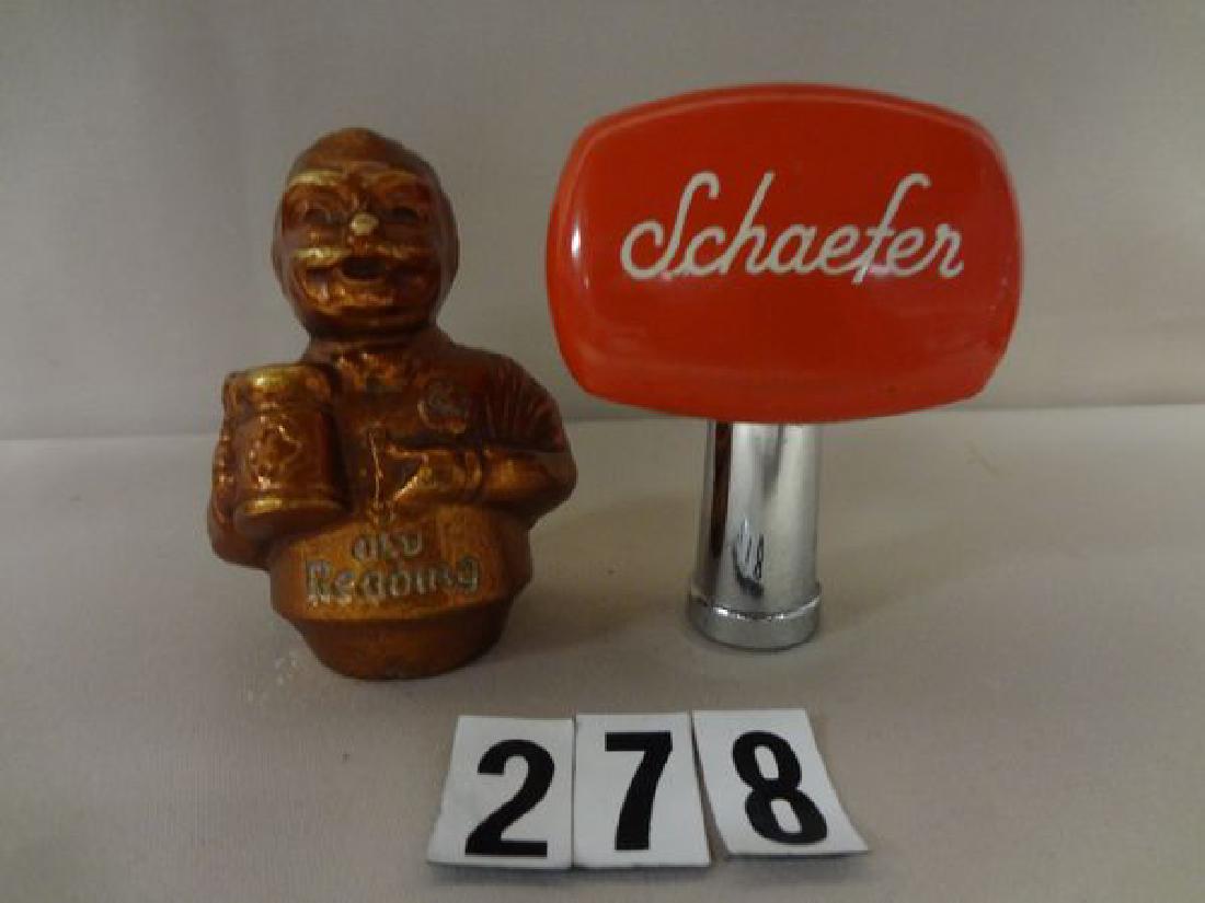 (2) BEER TAP KNOBS: SCHAEFFER & OLD READING BREWMASTER (1 of 1)