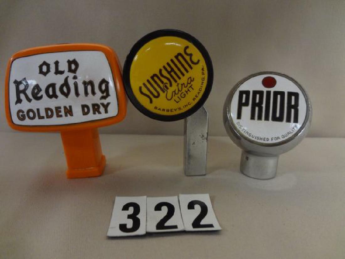 (3 DIFF.) BEER TAP KNOBS: PRIOR, OLD READING GOLDEN DRY (1 of 1)