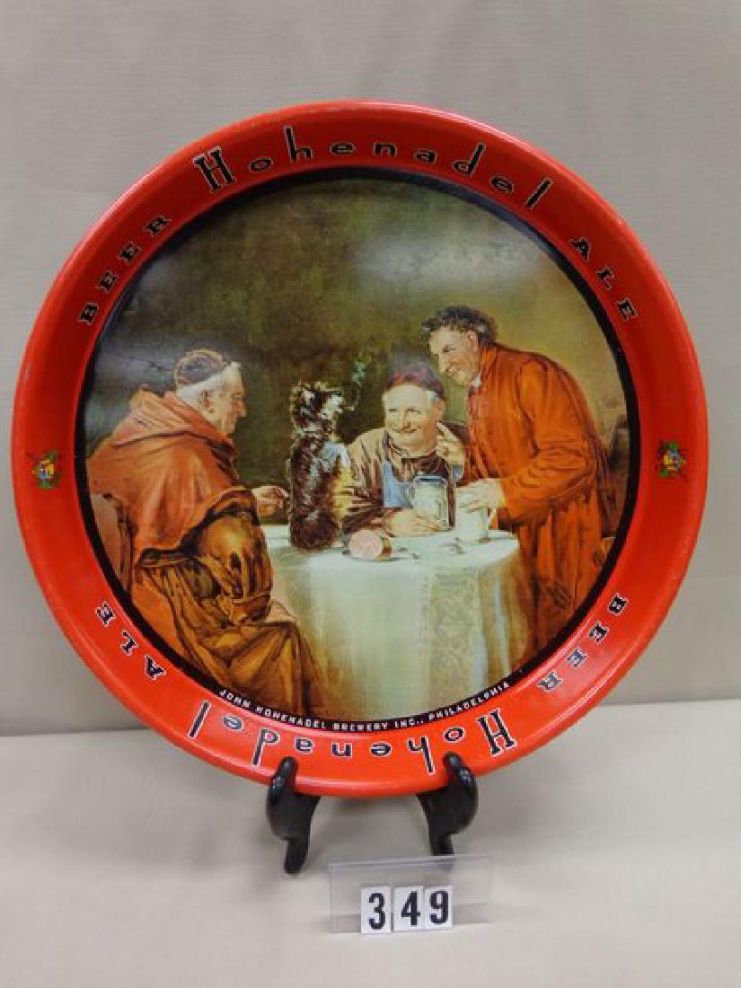 JOHN HOHENADEL BREWING BEER TRAY: 13 IN. MONK, TWO MEN (1 of 1)