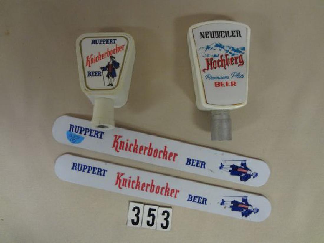 (4 PC) KNICKERBOCKER BEER LOT: (2) TAP KNOBS & (2) FOAM (1 of 1)