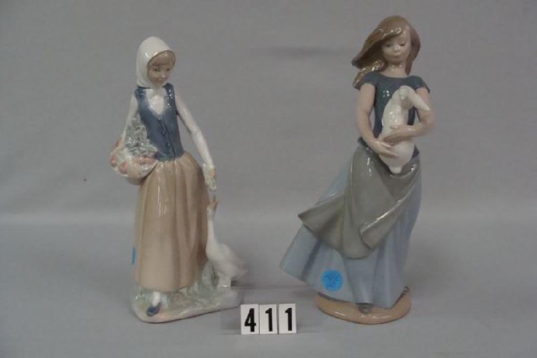 (2 PCS) NAO FIGURES BY LLADRO: GIRL HOLDING A RABBIT & (1 of 5)