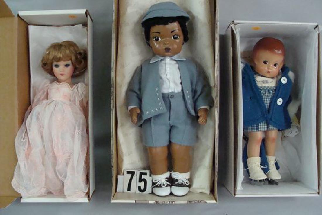 (3 PCS) TERILEE 'BENJIE SUNDAY BEST': WITH ORIG. BOX - EXCELLENT, L.E. MARY HOYER 100 YEAR CELEBRATION DOLL, OCTOBER 21, 2001 (LIMITED EDITION OF 250) WITH ORIG. BOX - EXCELLENT & EFFANBEE REISSUE VINYL PATSY WITH C.O.A. - EXCELLENT