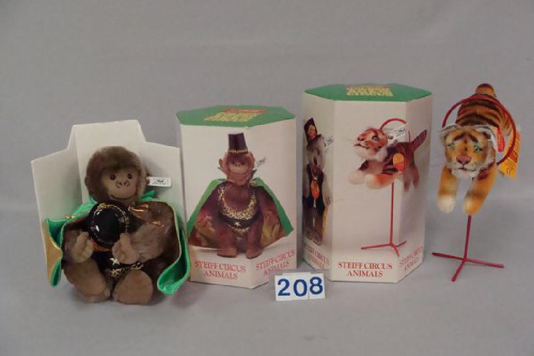 STEIFF GOLDEN AGE OF THE CIRCUS:: JUMPING TIGER & STRONG MAN GORILLA - EACH N.MT WITH ORIG. BOX