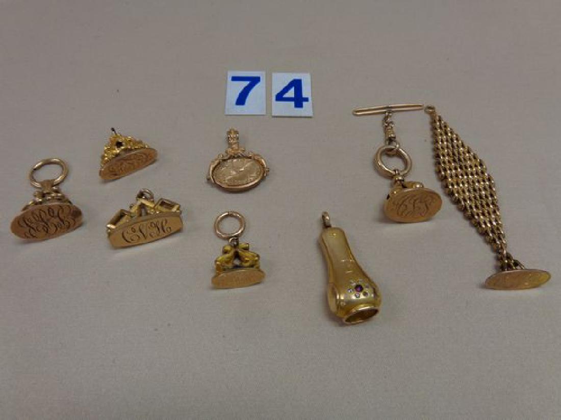 (7) VICTORIAN GOLD FILLED WATCH FOBS (1 of 1)