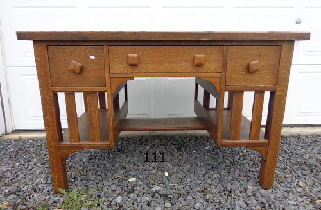 MISSION OAK LIBRARY TABLE - (1 of 2)