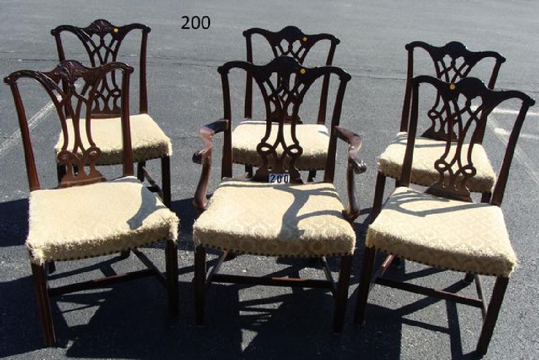 SET OF (6) MAHOGANY FRAME CHIPPENDALE (1 of 6)