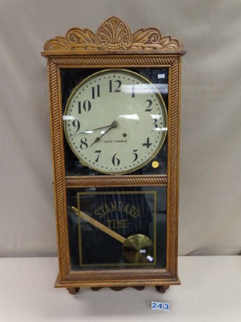 Antique Oak Seth Thomas Regulator Clock