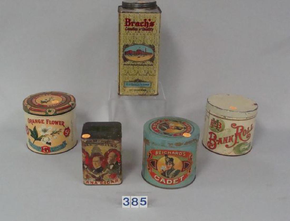 LOT OF (5) DIFFERENT ADVERTISING TINS: (1 of 2)