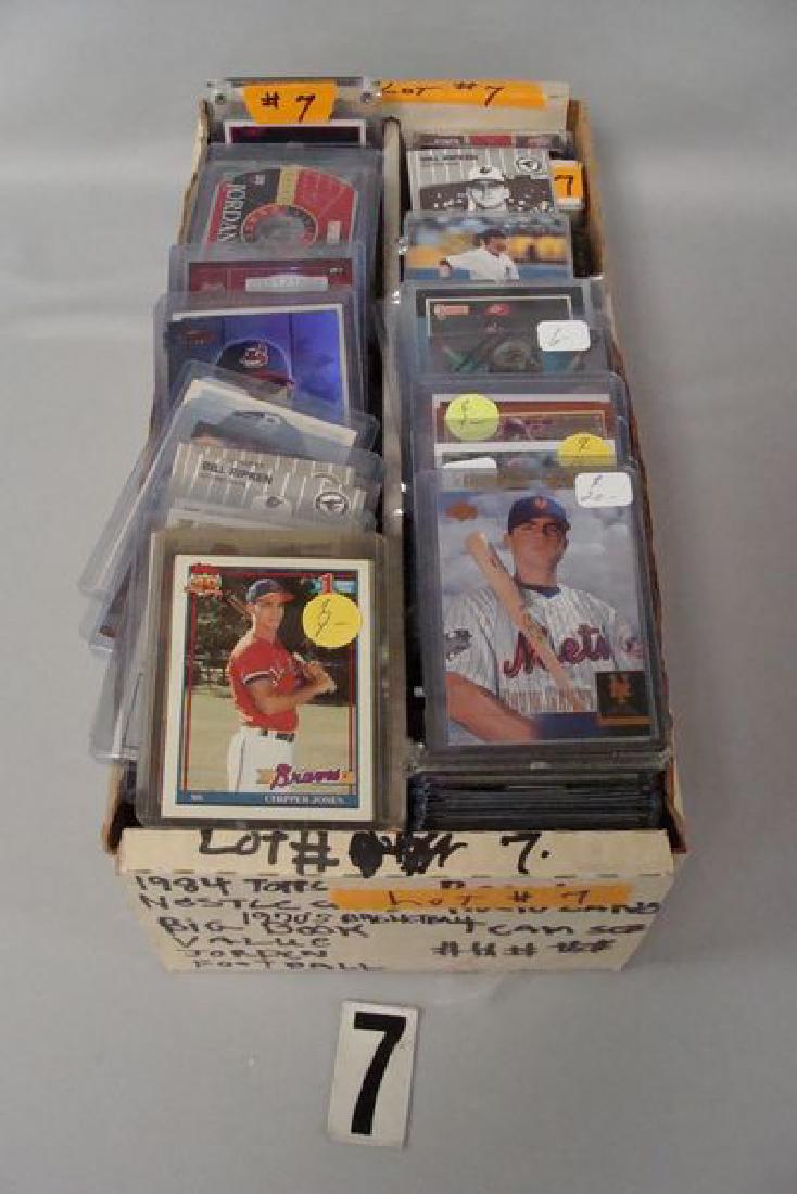 INTERESTING TWO ROW BOX OF MIXED SPORTS CARDS, MOSTLY (1 of 3)