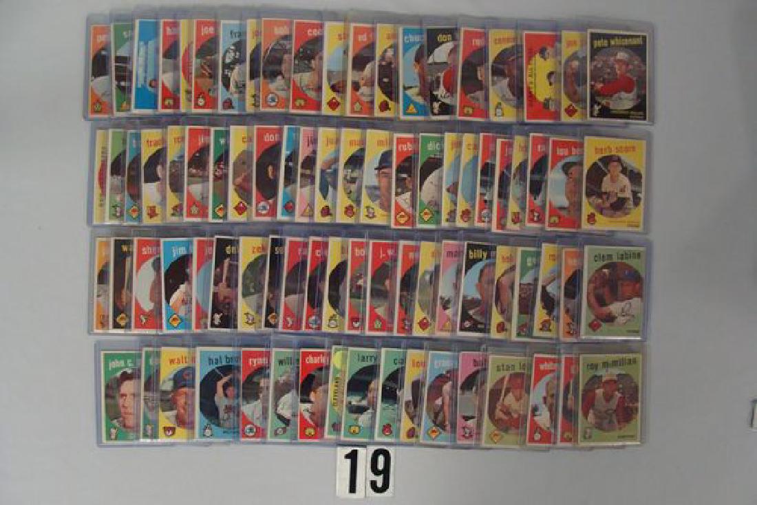 (83 DIFFERENT) 1959 TOPPS BASEBALL CARDS IN RIGID TOP (1 of 1)