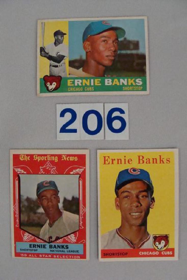 (3 CARDS) ERNIE BANKS LOT: 1958, 1959, & 1960 (1 of 2)