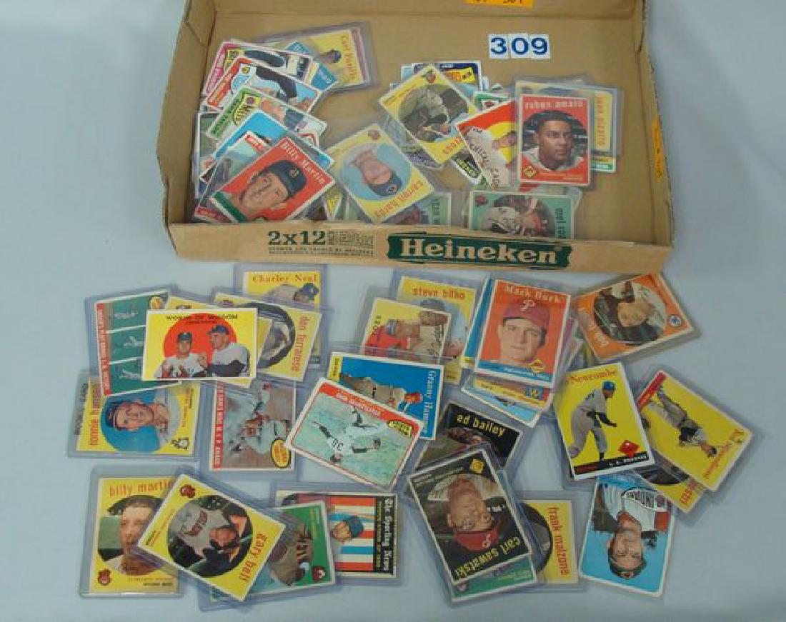 GRAB BOX OF OFF-GRADE BASEBALL CARDS- MOST ARE LATE (1 of 3)