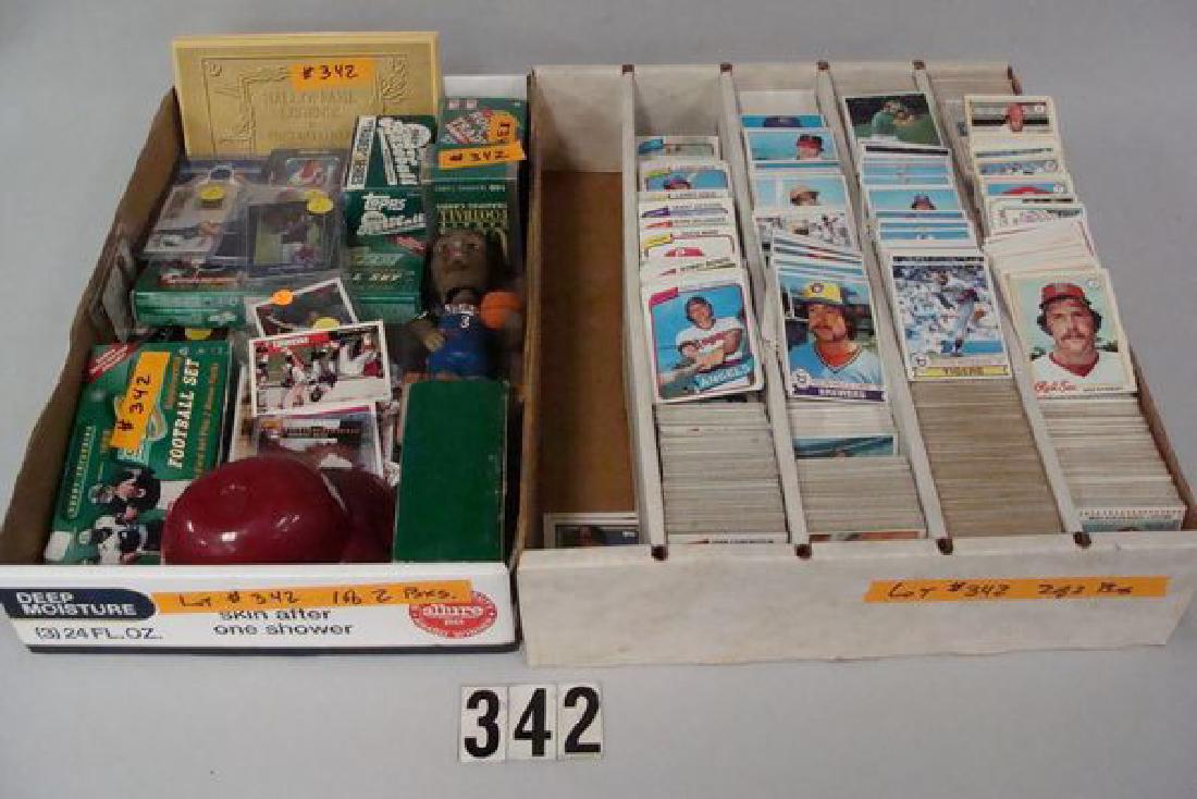 GRAB BOX OF ASSORTED SPORTS COLLECTIBLES & CARDS & FOUR (1 of 3)