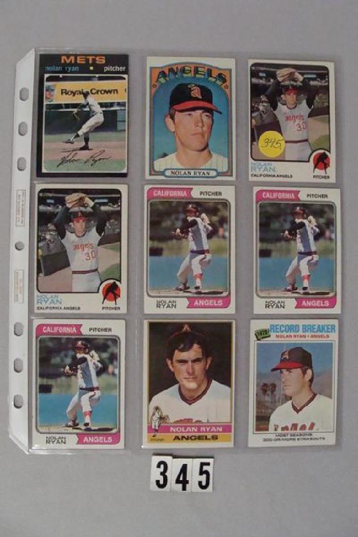 SHEET OF (9) NOLAN RYAN CARDS FROM 1971 TO 1977-EX TO (1 of 2)