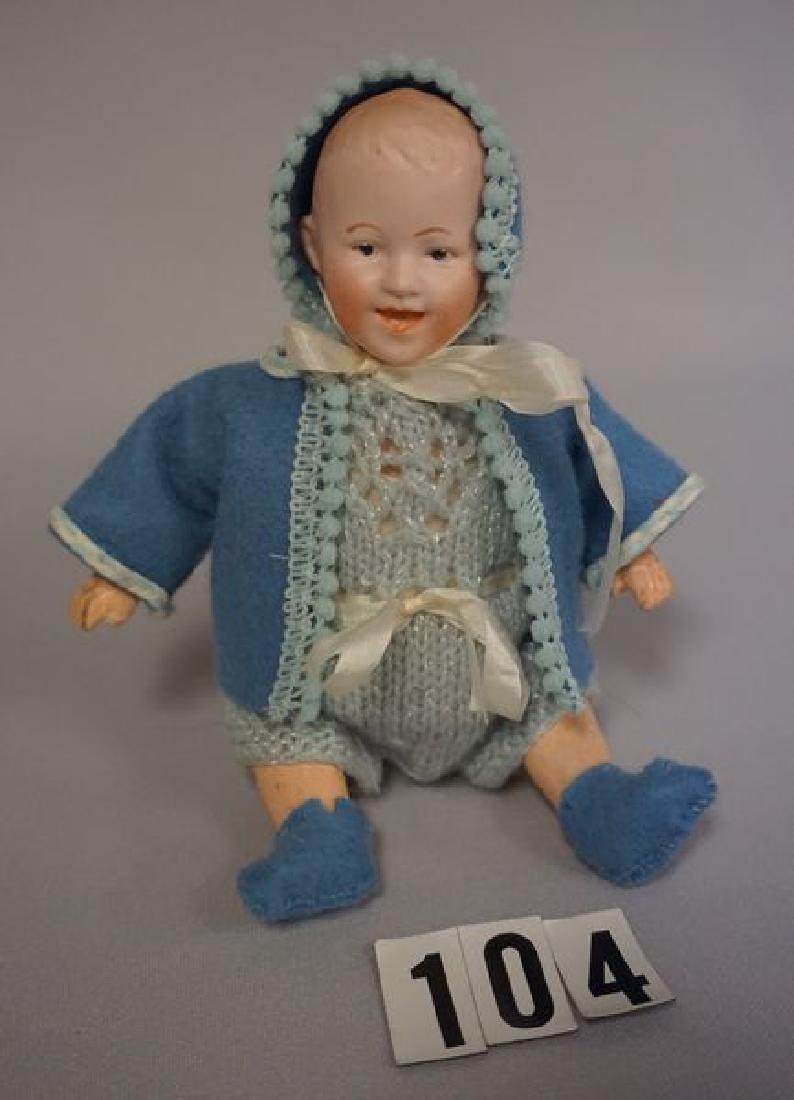 GEBRUDER HEUBACH 6 1/2 INCH BISQUE HEAD #3/0 LAUGHING: #3/0 LAUGHING BABY, PAINTED INTAGLIO EYES, SOLID DOME HEAD WITH MOLDED & PAINTED HAIR, NO DAMAGE OR REPAIRS TO BISQUE HEAD - VERY GOOD