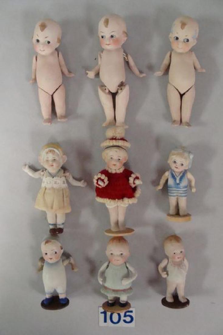 (9 PCS) ALL-BISQUE DOLLS: (6) MARKED NIPPON (3 1/2 IN. (1 of 3)