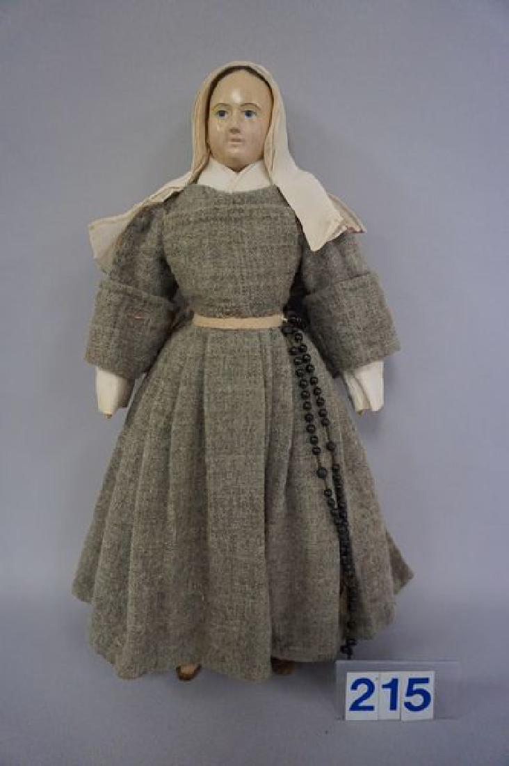 ALL ORIGINAL ANTIQUE 13 1/2 INCH PAPIER MACHE HEAD NUN, (1 of 3)