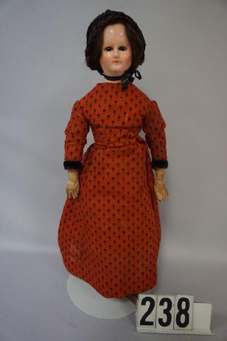 17 INCH EARLY WAX OVER PAPIER MACHE HEAD DOLL, ALL (1 of 3)