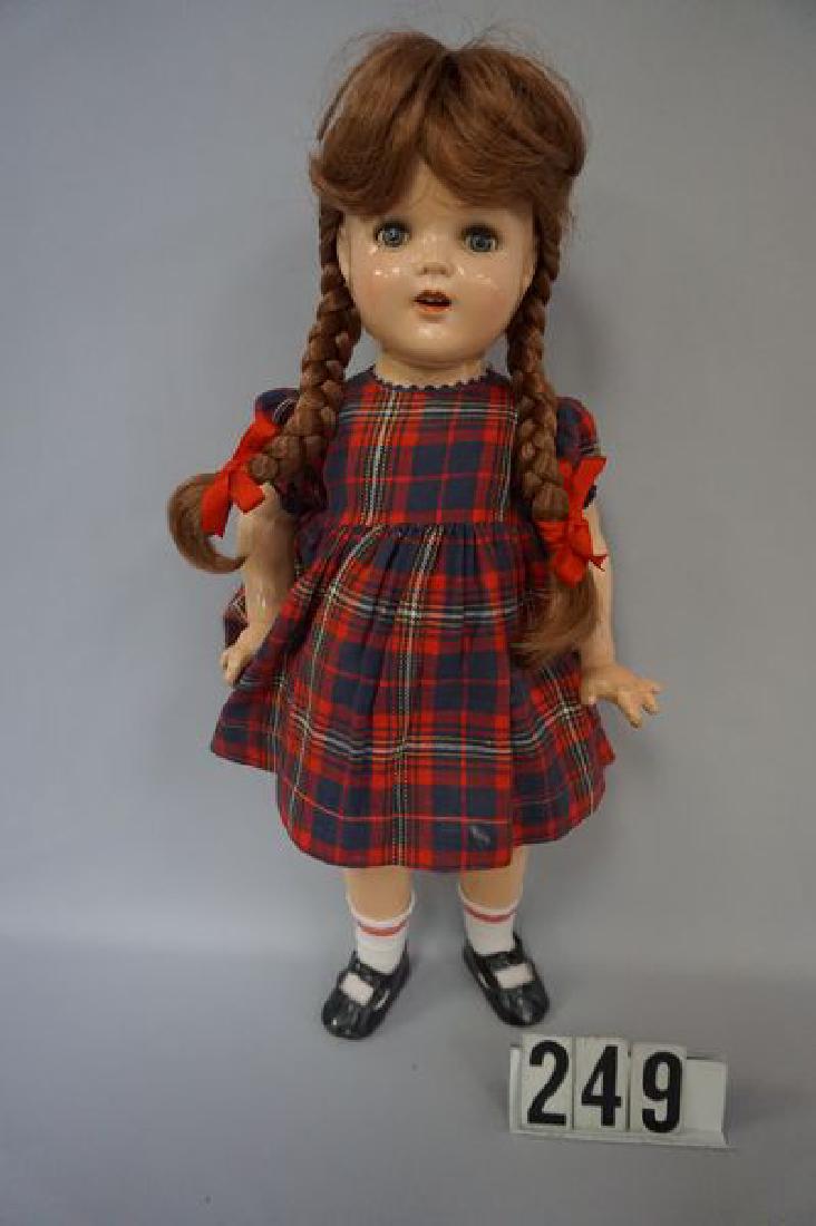 UNMARKED 19 INCH COMPO GIRL DOLL WITH PIGTAILS WIG (1 of 5)