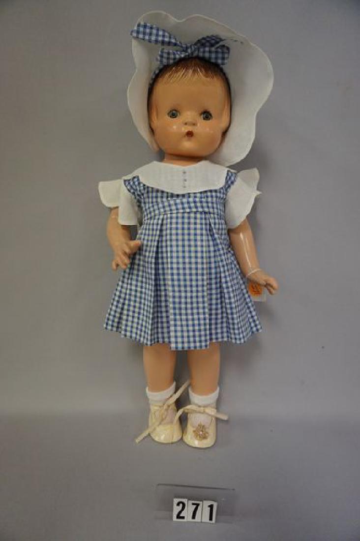 EFFANBEE 19 INCH COMPO PATSY ANN, EYELASHES NOT: EYELASHES NOT ORIGINAL, RIGHT LASH IS MISSING, MOLDED HAIR HAS BEEN REPAINTED - POOR TO FAIR