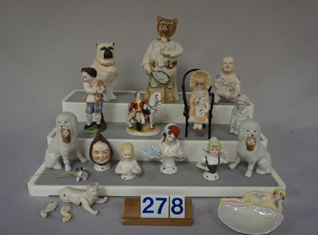 GRAB BOX OF PORCELAIN & BISQUE FIGURINES & CHINA HALF (1 of 7)