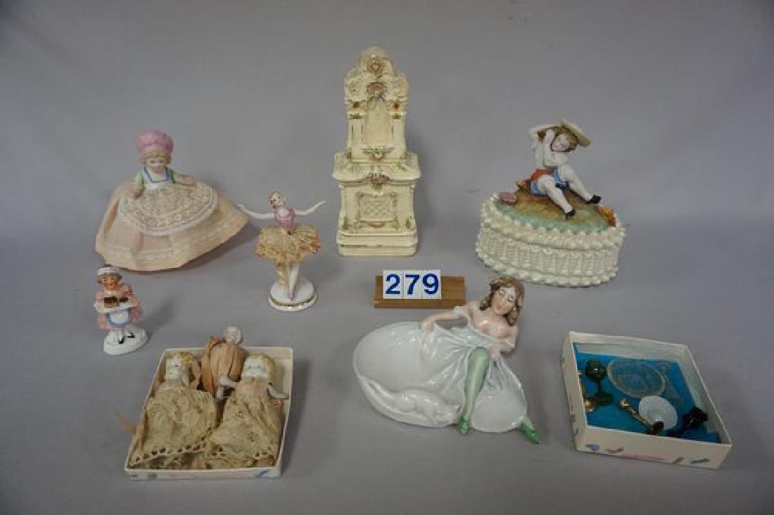 GRAB BOX: LOT INCLUDES PORCELAIN & BISQUE DRESSER JAR (1 of 4)