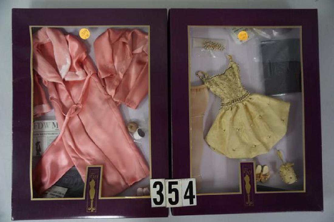 R. TONNER DOLL CO. TYLER WENTWORTH OUTFITS: CHAMPAGNE: OUTFITS: CHAMPAGNE BUBBLE 20820 & WAKE UP CALL 99814 - OUTFITS ARE N.R.F.B. & ARE N.MT, BOXES ARE EXCELLENT