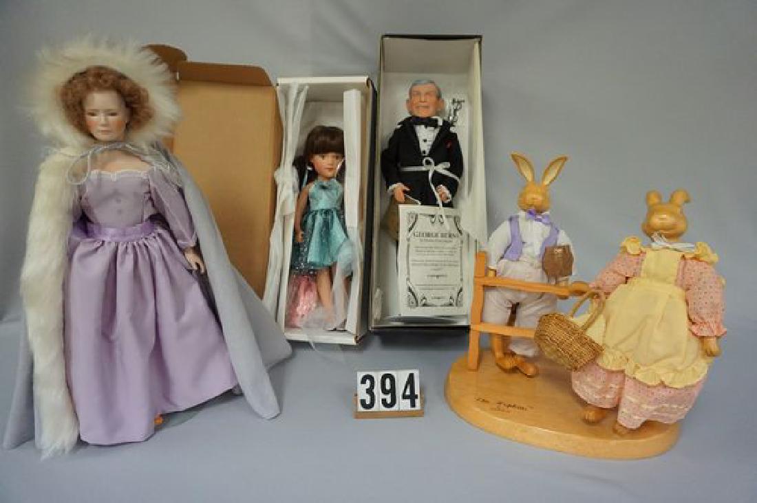 (3 PCS.) MARY HOYER 1ST LUNCHEON DOLL #105 OF 250 WITH: #105 OF 250 WITH ORIG. BOX - N.MT, RAIKES BEARS 'THE HOPKINS' WITH ORIG. BOX - EX, EFFANBEE LEGEND SERIES GEORGE BURNS - N.MT WITH ORIG. BOX - GOOD & PORCELAIN LETITIA PENN REGION 13 LUNCHEON DOLL - N