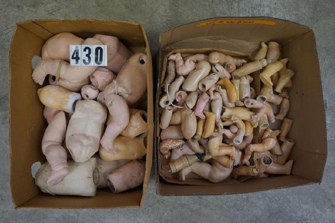 (2 BOXES) BOX WITH COMPO DOLL TORSOS & COMPO LEGS, ETC. (1 of 3)