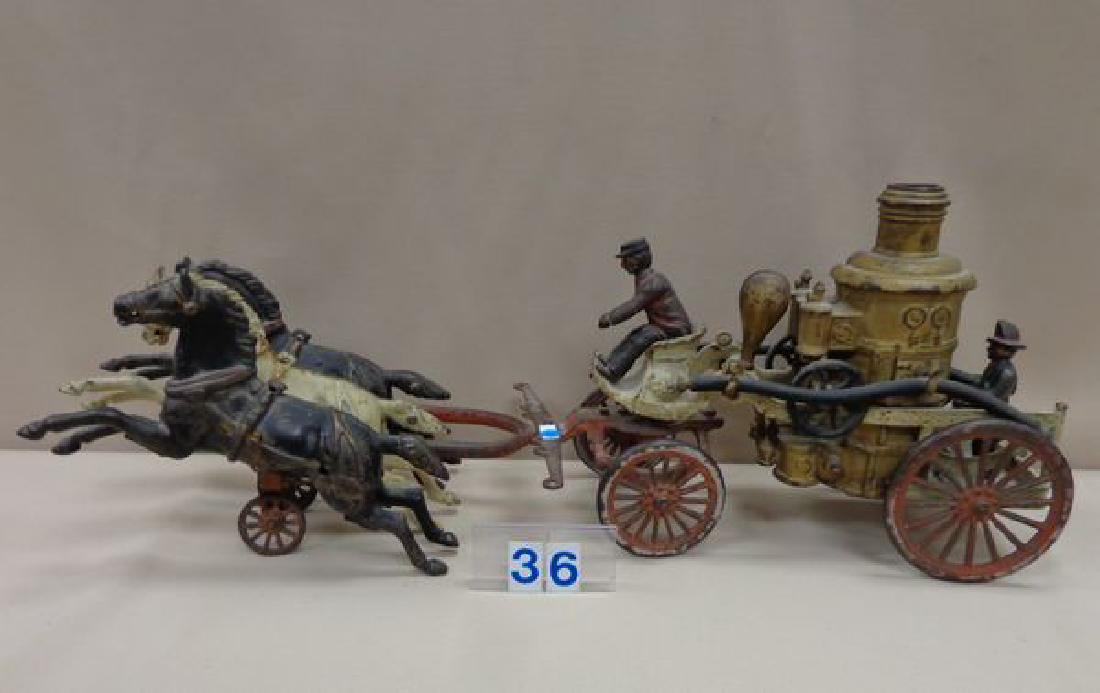 CAST IRON HORSE DRAWN FIRE WAGON (1 of 1)