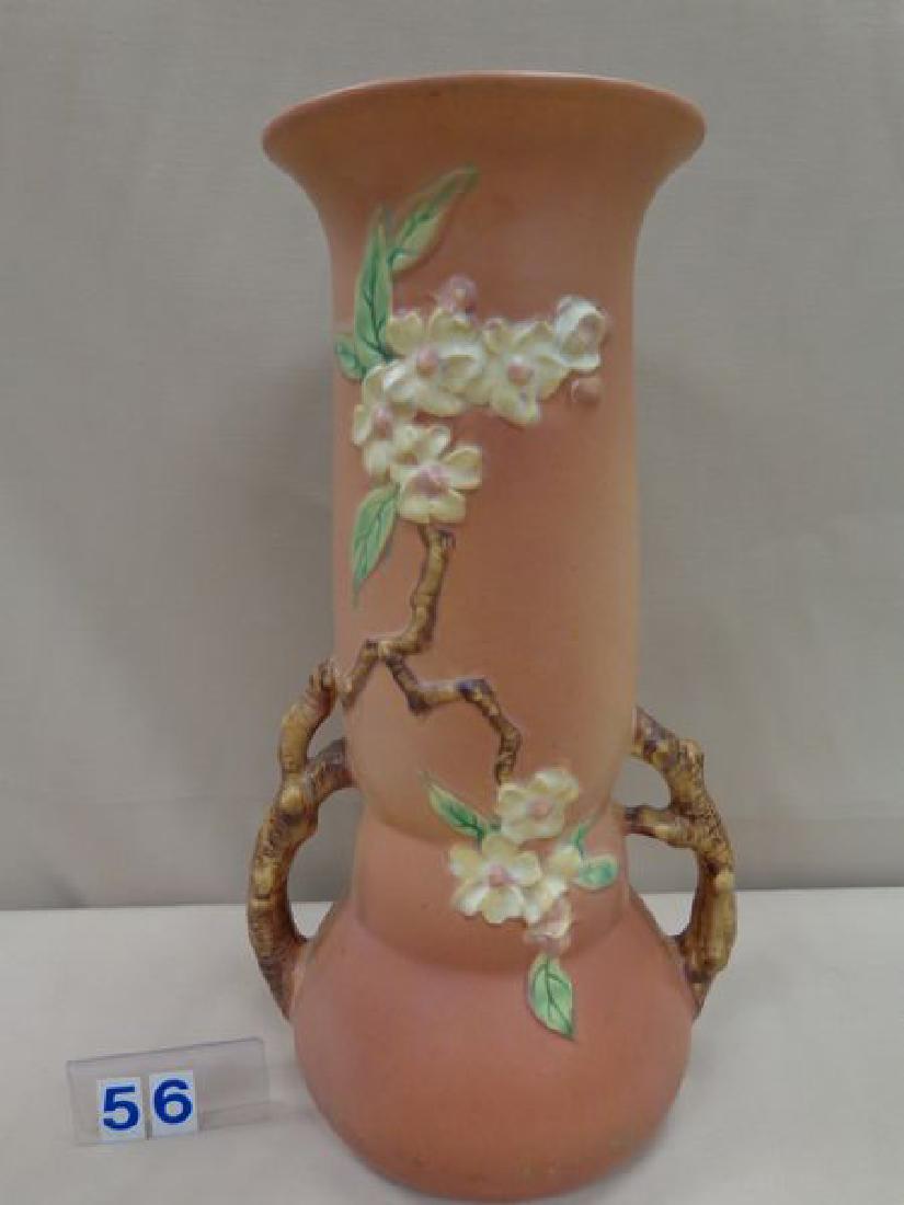 ROSEVILLE TWO HANDLED VASE 'APPLE BLOSSOM' (1 of 2)
