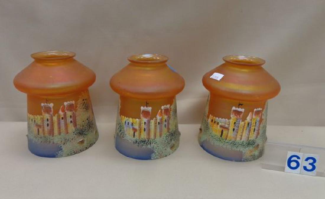 (3) MARIGOLD CARNIVAL GLASS LIGHT FIXTURE (1 of 2)